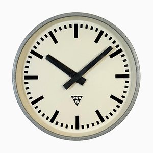 Industrial Grey Factory Wall Clock from Pragotron, 1960s-CGF-1767488