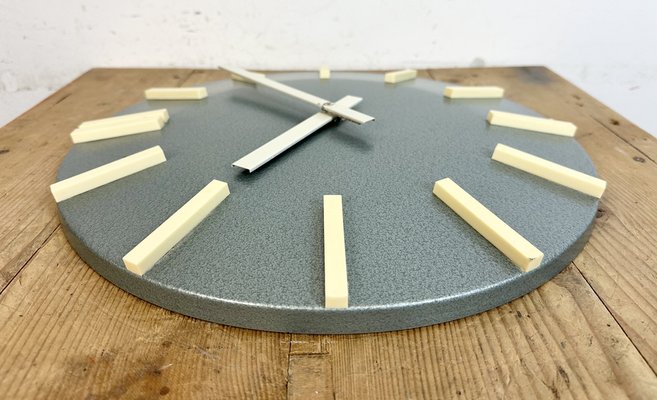 Industrial Grey Office Wall Clock from Pragotron, 1970s-CGF-1733991