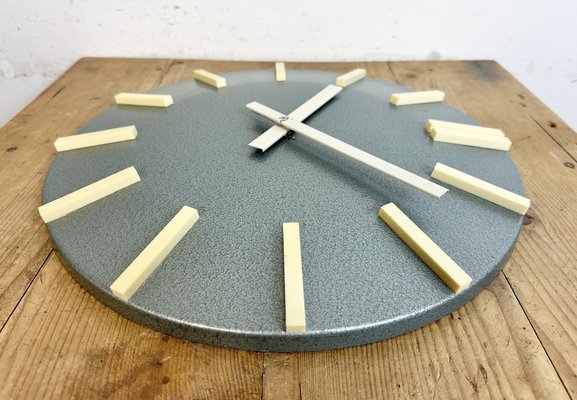 Industrial Grey Office Wall Clock from Pragotron, 1970s-CGF-1733991