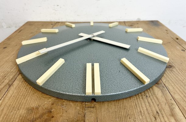 Industrial Grey Office Wall Clock from Pragotron, 1970s-CGF-1733991