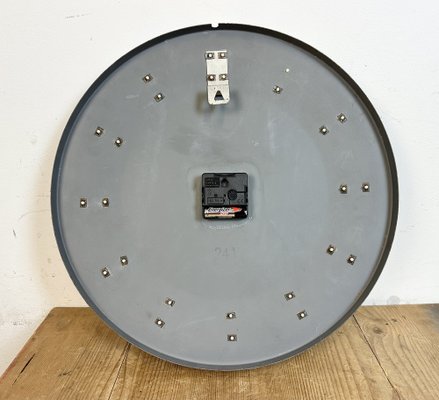 Industrial Grey Office Wall Clock from Pragotron, 1970s-CGF-1733991