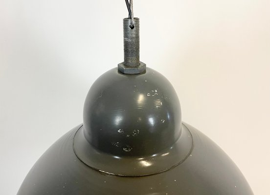 Industrial Grey Pendant Lamp with Clear Glass Cover, 1970s-CGF-1145687