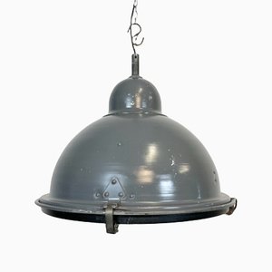 Industrial Grey Pendant Lamp with Clear Glass Cover, 1970s-CGF-1145687