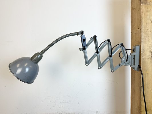 Industrial Grey Scissor Wall Lamp from Elektroinstala, 1960s-CGF-1731817