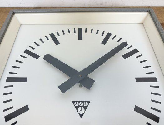 Industrial Grey Square Wall Clock from Pragotron, 1980s-CGF-1703546