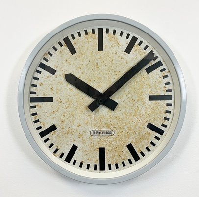 Industrial Grey Wall Clock from Benzing, 1960s-CGF-1259791