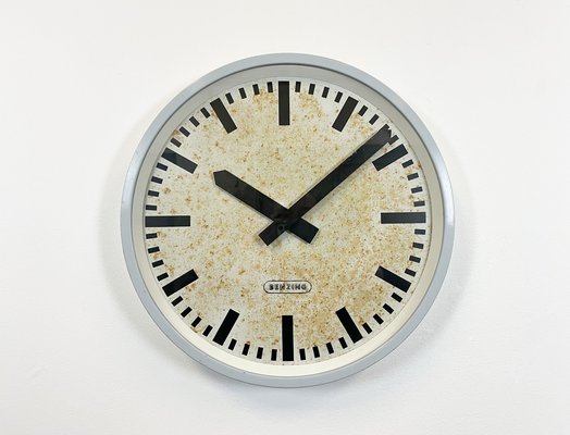 Industrial Grey Wall Clock from Benzing, 1960s-CGF-1259791