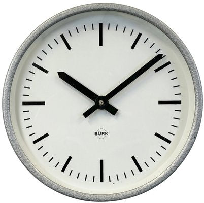 Industrial Grey Wall Clock from Burk, 1970s-CGF-1756853