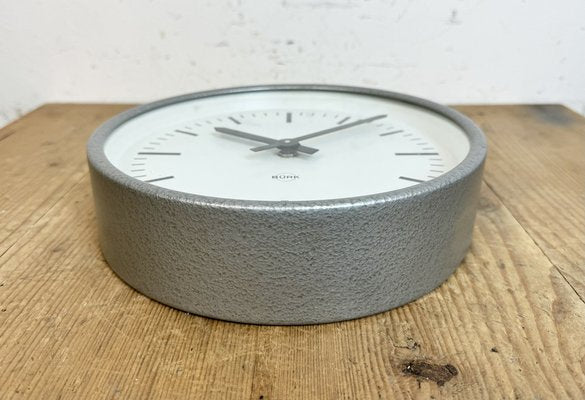 Industrial Grey Wall Clock from Burk, 1970s-CGF-1756853