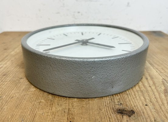 Industrial Grey Wall Clock from Burk, 1970s-CGF-1756853