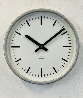 Industrial Grey Wall Clock from Burk, 1970s-CGF-1756853