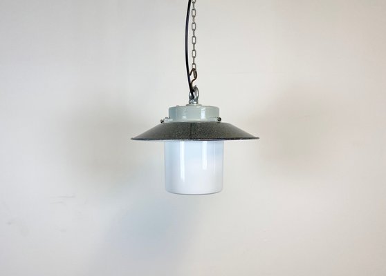 Industrial Hanging Lamp with Milk Glass, 1970s-CGF-796457