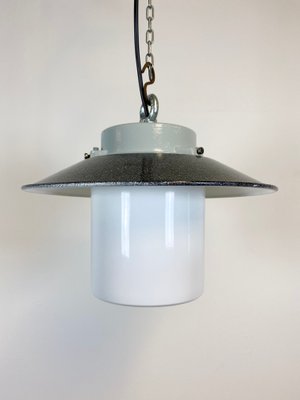 Industrial Hanging Lamp with Milk Glass, 1970s-CGF-796457