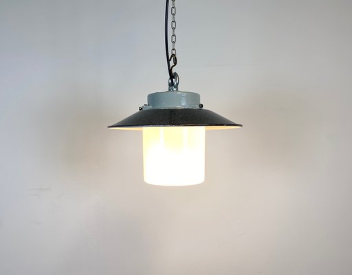 Industrial Hanging Lamp with Milk Glass, 1970s-CGF-796457