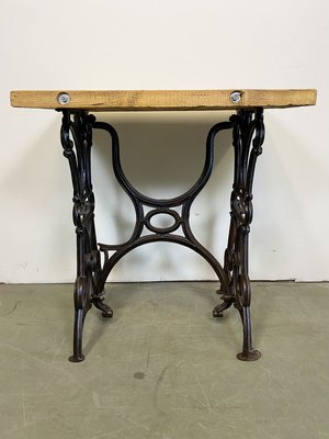 Industrial Iron & Wood Worktable, 1950s-CGF-895893