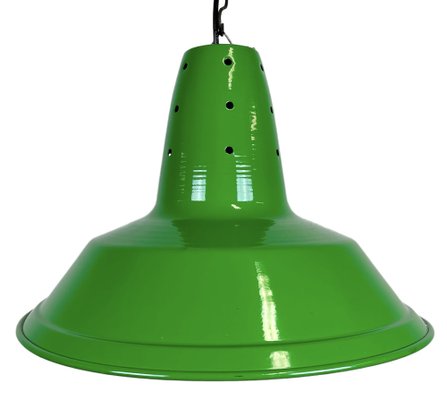 Industrial Italian Green Factory Hanging Lamp, 1970s-CGF-1750008