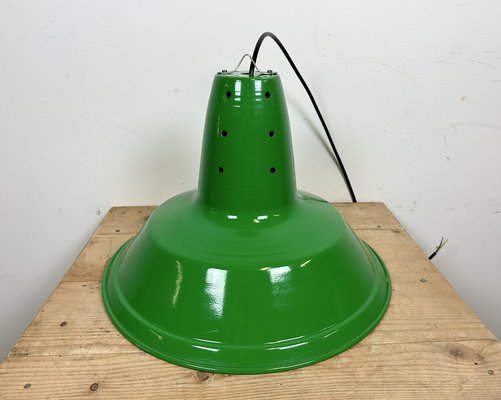 Industrial Italian Green Factory Hanging Lamp, 1970s-CGF-1750008