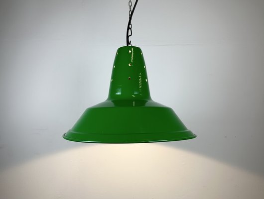 Industrial Italian Green Factory Hanging Lamp, 1970s-CGF-1750008