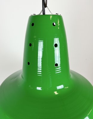 Industrial Italian Green Factory Hanging Lamp, 1970s-CGF-1750008