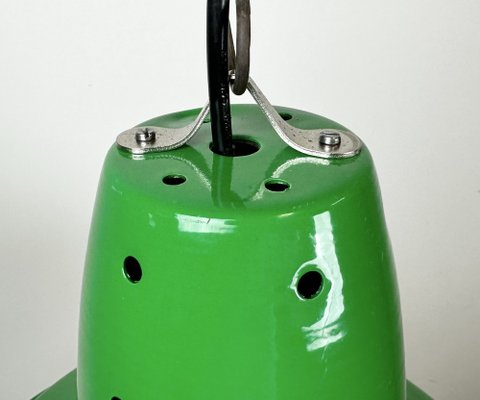 Industrial Italian Green Factory Hanging Lamp, 1970s-CGF-1750008