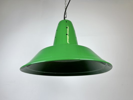 Industrial Italian Green Factory Hanging Lamp, 1970s-CGF-1750008