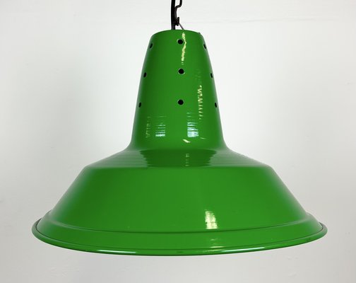 Industrial Italian Green Factory Hanging Lamp, 1970s-CGF-1750008