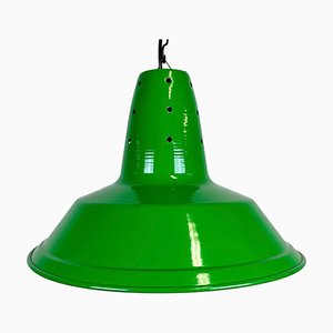 Industrial Italian Green Factory Hanging Lamp, 1970s-CGF-1750008