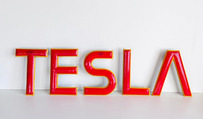 Industrial Letter Sign from Tesla, Set of 5-ALG-1419568