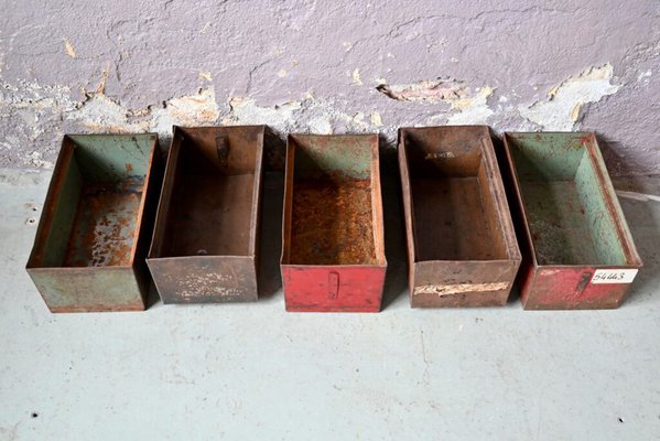 Industrial Metal Boxes, 1940s, Set of 5-AIU-1720680