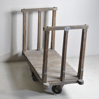 Industrial Mixed Wood Shopping Cart, 1930s-JQO-1031327