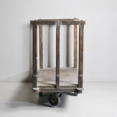 Industrial Mixed Wood Shopping Cart, 1930s-JQO-1031327