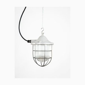 Industrial Pendant Lamp in Glass and Cast Iron, Poland, 1950s-DIP-1748751