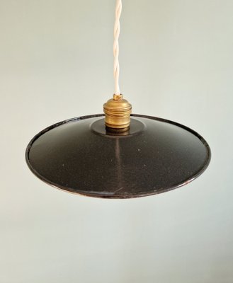 Industrial Pendant Lights in Anthracite Enameled Sheet Metal, 1930s, Set of 2-FAX-2043197