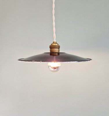 Industrial Pendant Lights in Anthracite Enameled Sheet Metal, 1930s, Set of 2-FAX-2043197