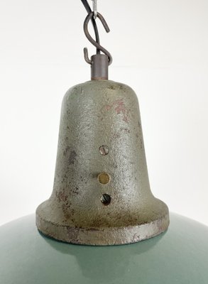 Industrial Petrol Enamel Factory Ceiling Lamp with Cast Iron Top, 1960s-CGF-1369103