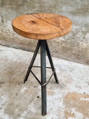 Industrial Plant Table in Oak with Iron Leg, 1960s-IFQ-1737287