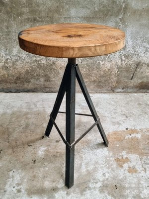 Industrial Plant Table in Oak with Iron Leg, 1960s-IFQ-1737287