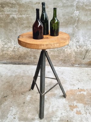 Industrial Plant Table in Oak with Iron Leg, 1960s-IFQ-1737287