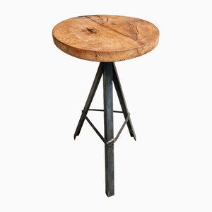 Industrial Plant Table in Oak with Iron Leg, 1960s-IFQ-1737287