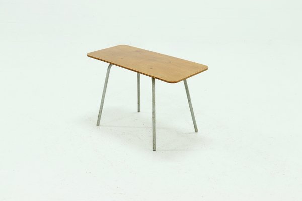 Industrial Plywood and Metal Side Table, 1950s-VV-1000502