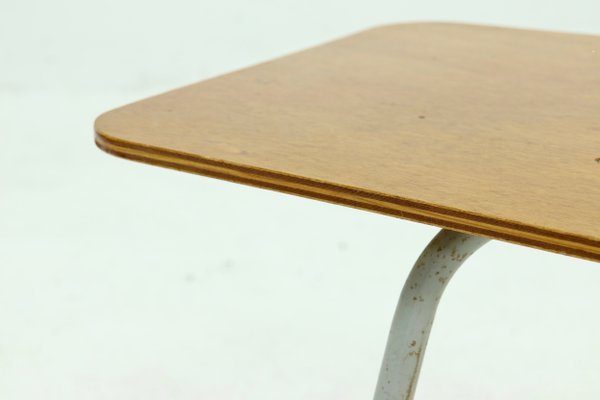 Industrial Plywood and Metal Side Table, 1950s-VV-1000502