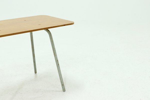 Industrial Plywood and Metal Side Table, 1950s-VV-1000502