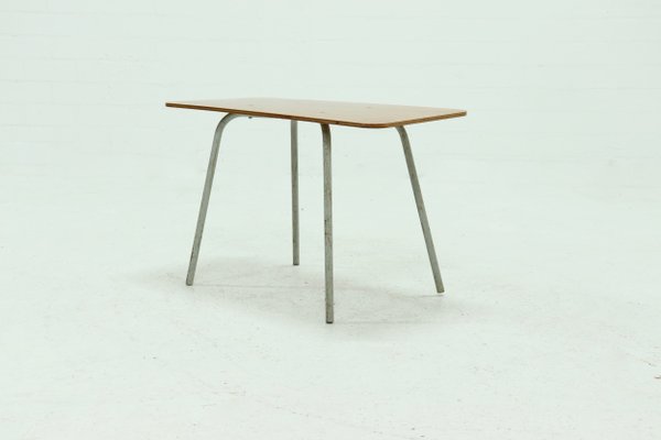 Industrial Plywood and Metal Side Table, 1950s-VV-1000502