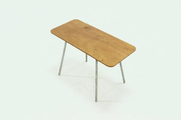 Industrial Plywood and Metal Side Table, 1950s-VV-1000502