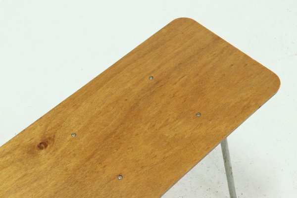 Industrial Plywood and Metal Side Table, 1950s-VV-1000502