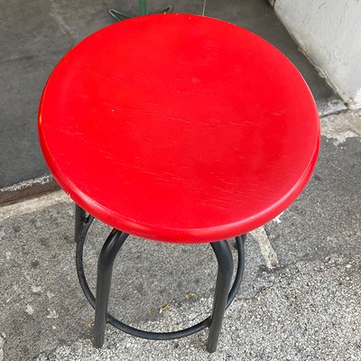 Industrial Red Adjustable Stool from GIED, Italy, 1970s-BVG-1068941