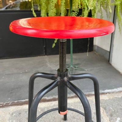 Industrial Red Adjustable Stool from GIED, Italy, 1970s-BVG-1068941