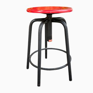 Industrial Red Adjustable Stool from GIED, Italy, 1970s-BVG-1068941