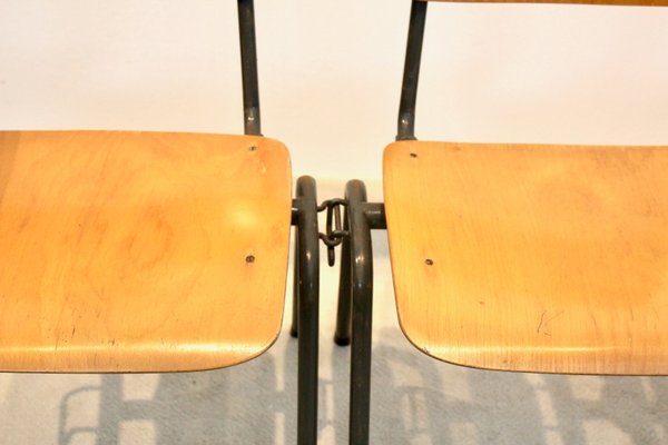 Industrial Stackable School Chairs in Plywood by Marko Holland, Set of 4-MO-1155847