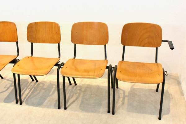 Industrial Stackable School Chairs in Plywood by Marko Holland, Set of 4-MO-1155847